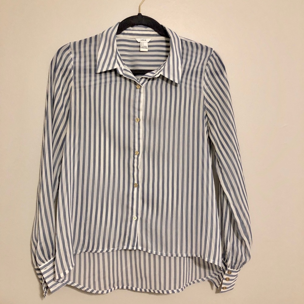 Blue and white striped shirt